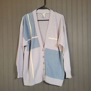 Vintage Rodier Open Front Cardigan Sweater Wool Cashmere Blend Blue Men's Large